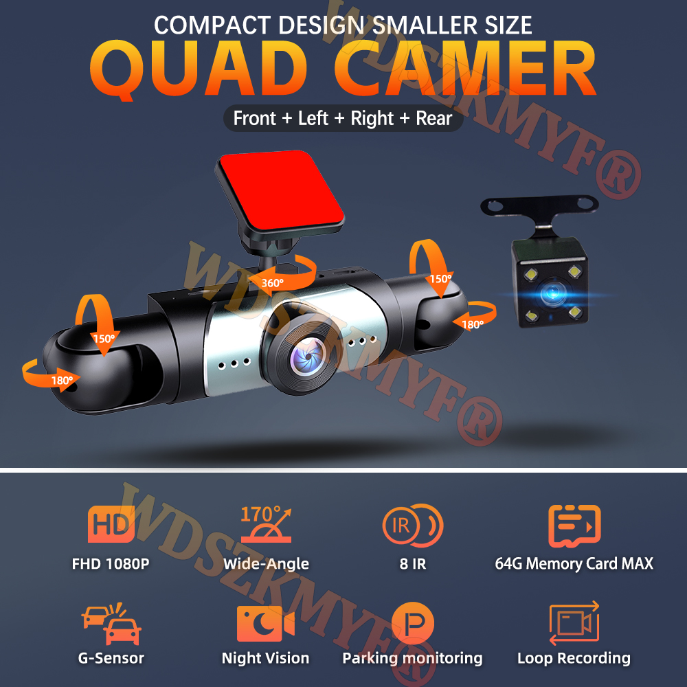 360° Car Camera 3/4Lens 1080P  - огляд і ціна Panoramic Dash Cam 360